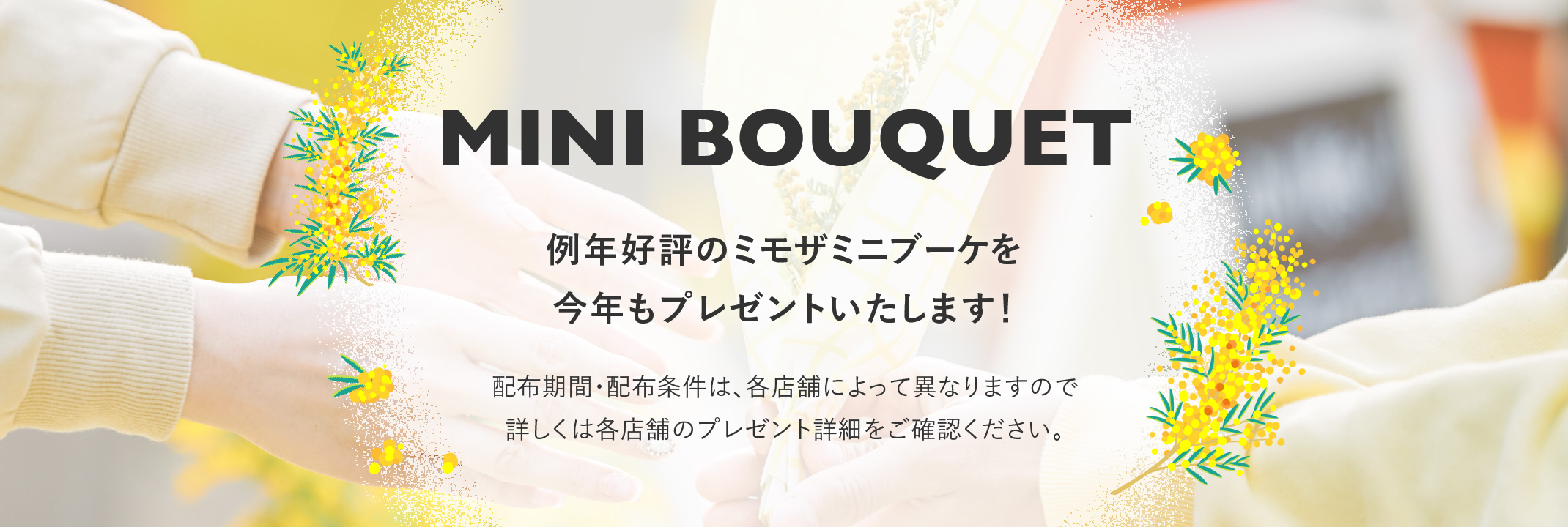 MINI BOUQUET 例年好評のミモザミニブーケを今年もプレゼントいたします！